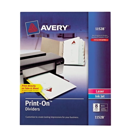 Avery - Print-On Paper Dividers, 8 Tabs - White