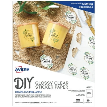 Avery Sticker Paper, 8.5" x 11", Glossy Clear, 7 Sheets (4397)