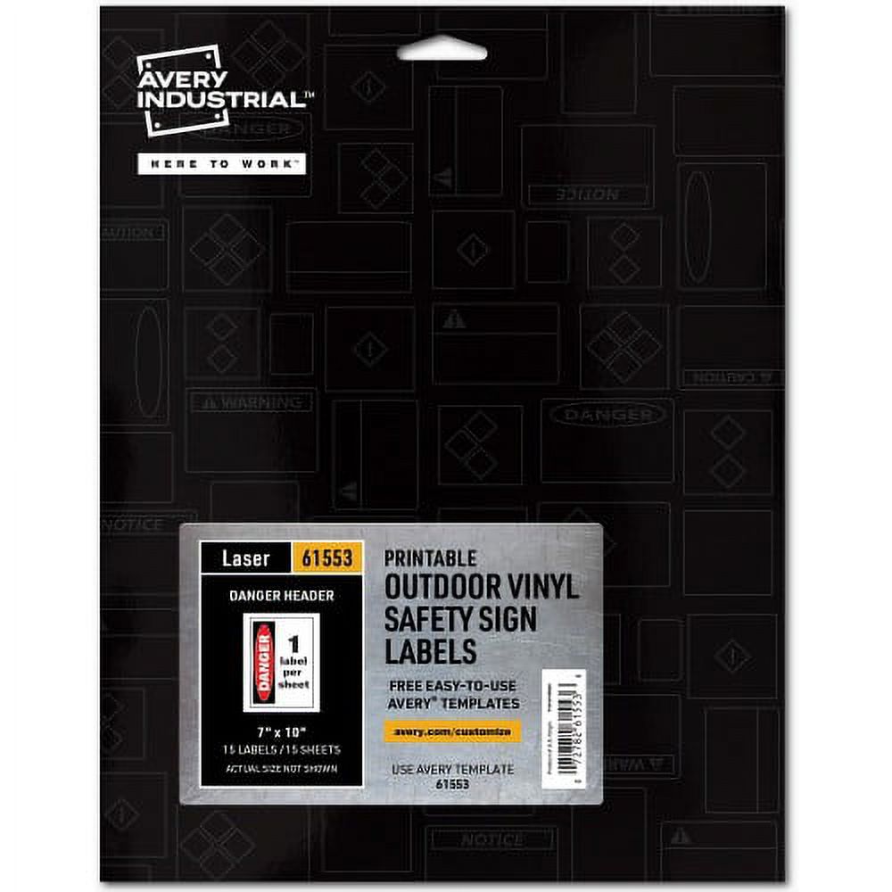 Avery? Danger Header Printable Outdoor Vinyl Signs (61553) - Walmart.com