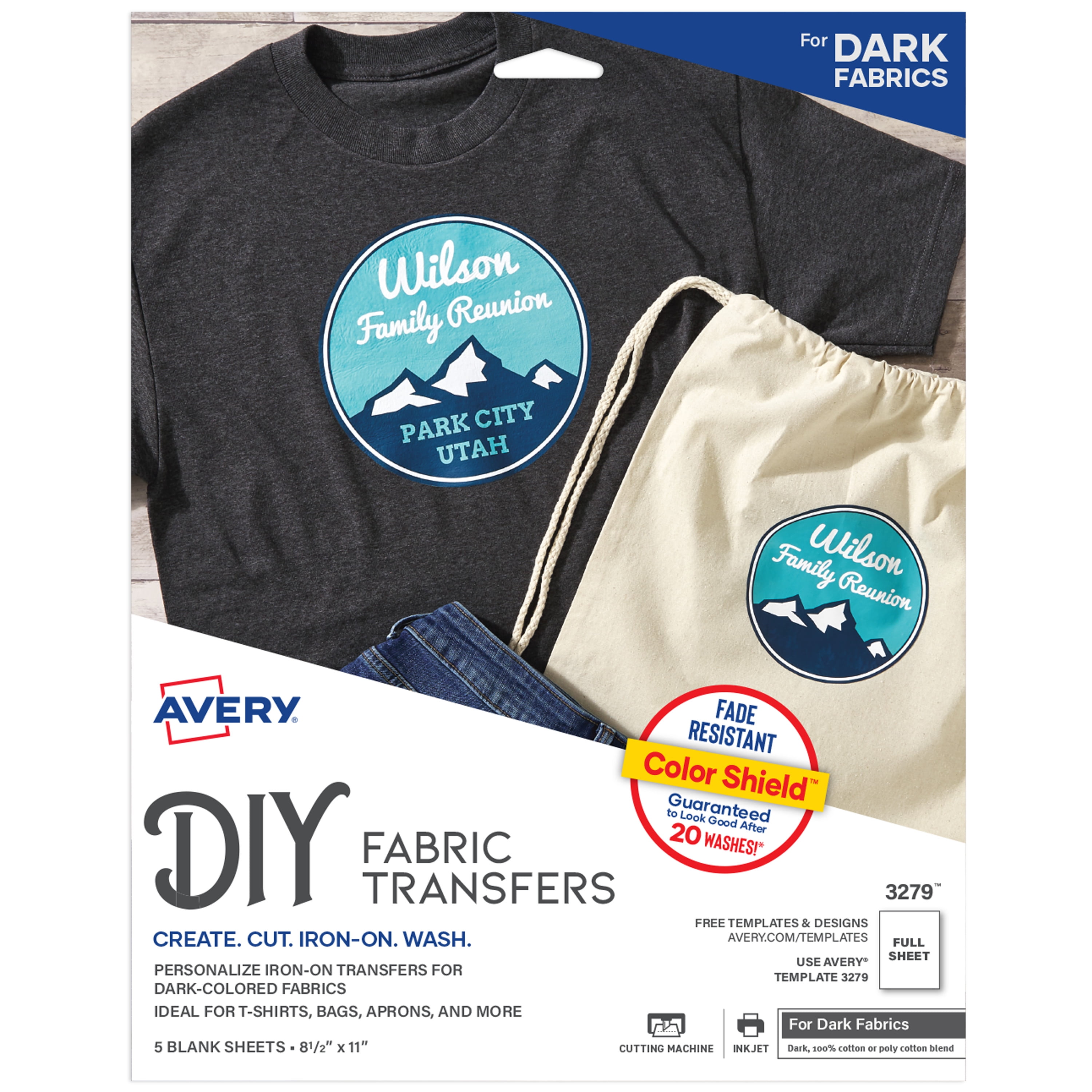 Avery Printable Heat Transfer Paper for Dark Fabrics 8 1 2 x 11