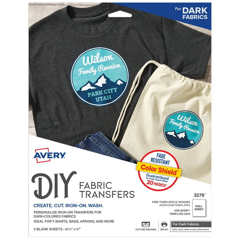 Avery Printable Heat Transfer Paper for Dark Fabrics 8 1 2 x 11