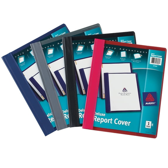 Avery Deluxe Clear Front Report Cover with 3 Double-Prong Fasteners, 80 Sheets, 1 Cover (47060)