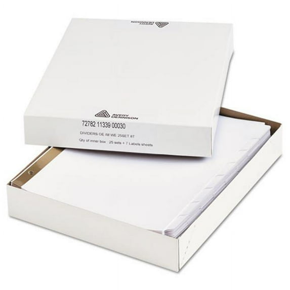 Avery-Dennison 11339 Index Dividers With White Labels, 8-Tab