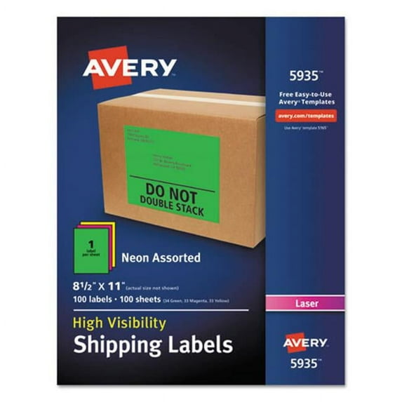 Avery-Dennison 5935 Neon Shipping Label, Assorted