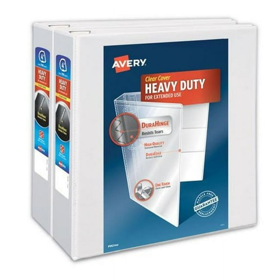 Avery-Dennison 79875 4 in. Heavy-Duty View Binder - White - Pack of 2