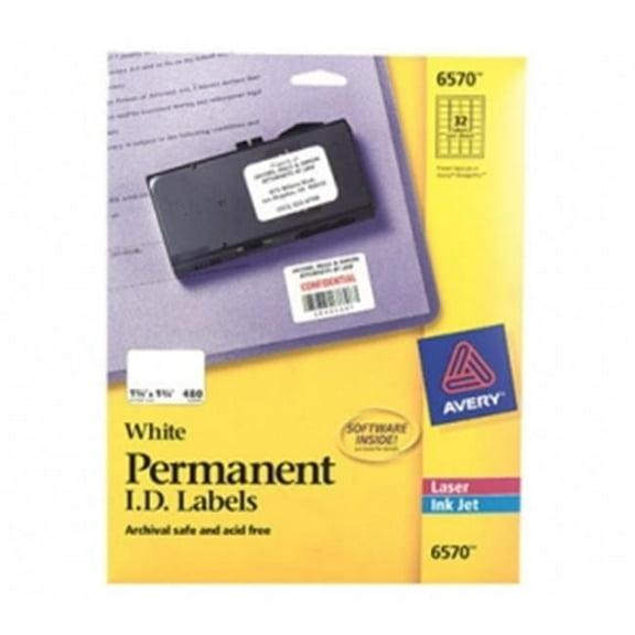 Avery Dennison Permanent I.D. Labels 1.25 Inch x 1.75 Inch 480 Label Multipurpose Label