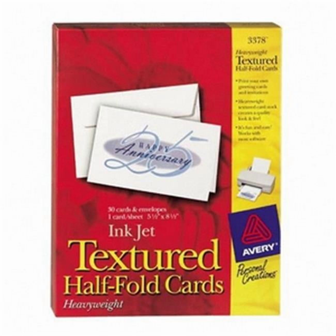 Avery Dennison Textured Half-Fold Greeting Cards 5.5 Inch x 8.5 Inch Uncoated 30 Card Greeting Card