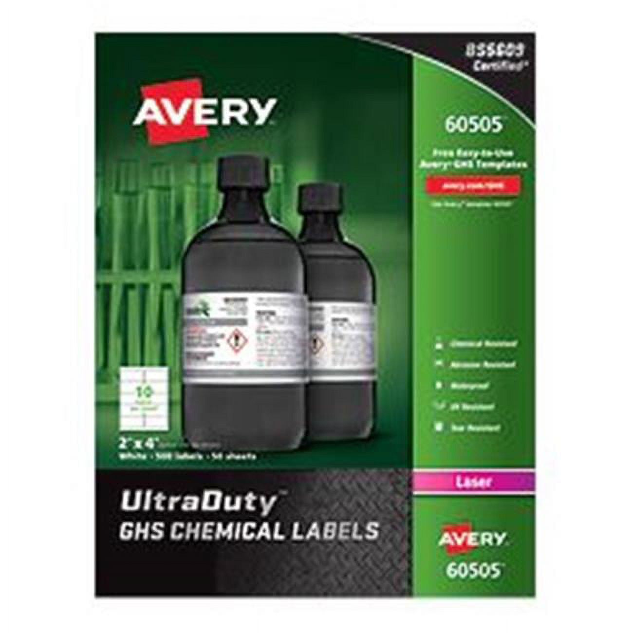 Avery UltraDuty GHS Chemical Labels - Waterproof Laser Labels, 8.5x11, 50 Pack