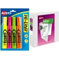 thumbnail image 1 of Avery Desk Style Hi-Liter, Assorted Colors, 4 pack and Avery Durable Reference Vinyl EZ-Turn Ring View Binder, White, 2" Capacity Bundle, 1 of 3