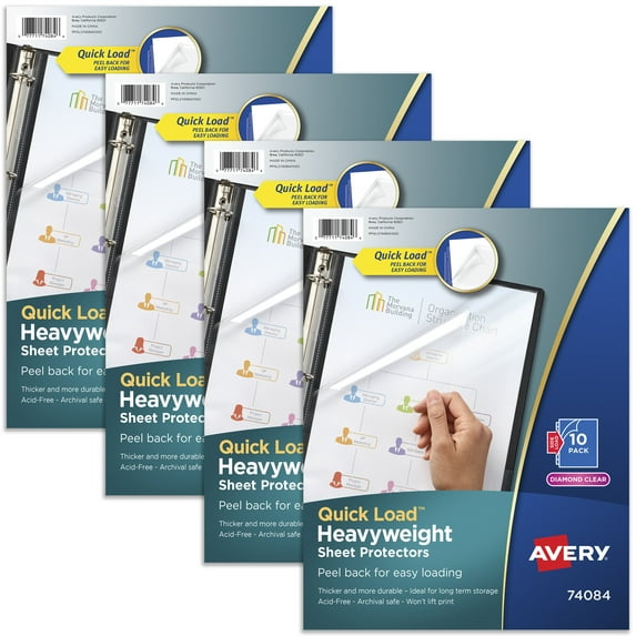 Avery Diamond Clear Page Protectors - For 3 Ring Binders - 4 Packs, 40 Count (74084)