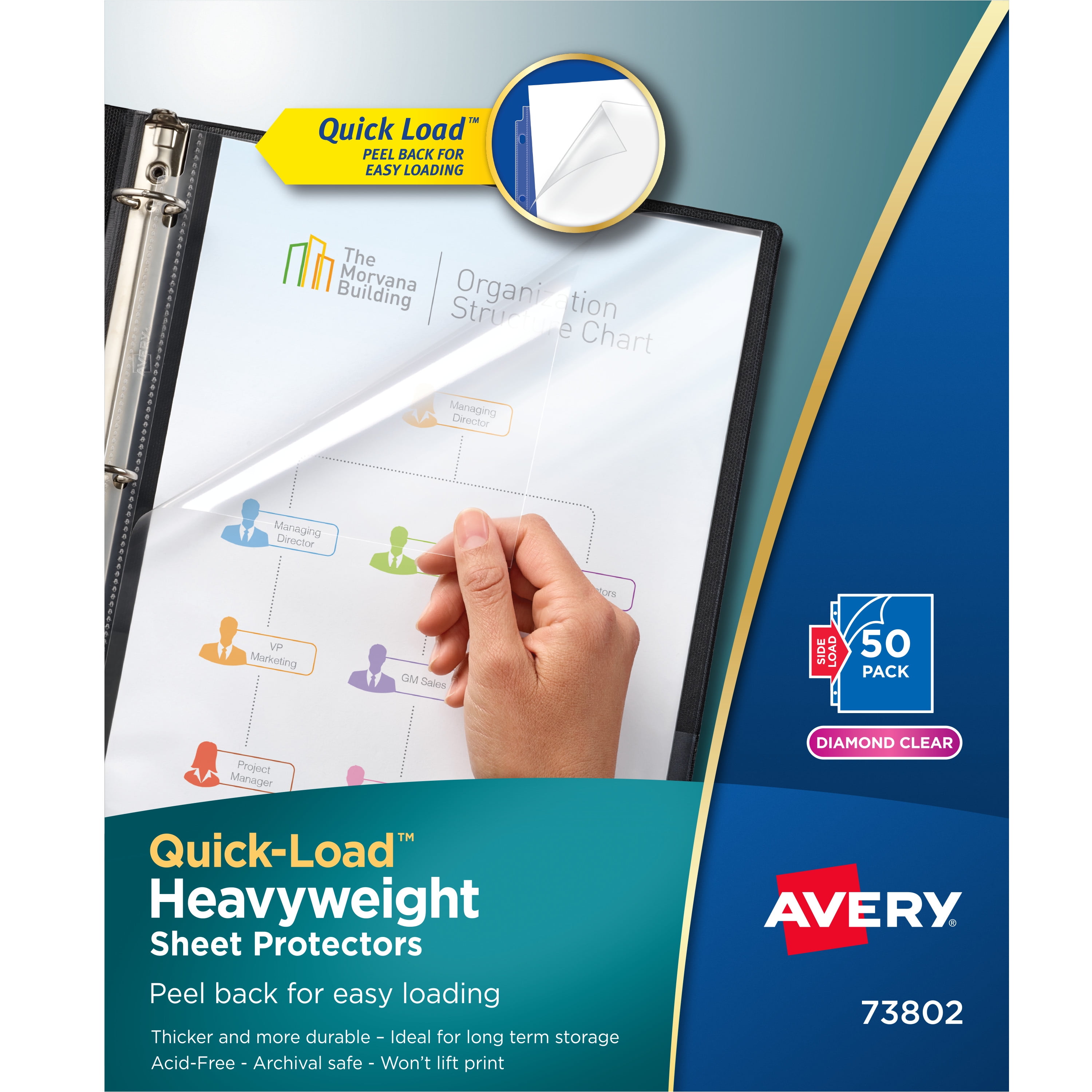 Avery Diamond Clear Quick Load Sheet Protectors, AcidFree, 50