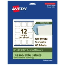 Avery Dissolvable Arched Square Labels, 2" x 2-3/16", 60 Labels