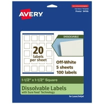 Avery Dissolvable Square Labels, 1.5" x 1.5", 100 Labels