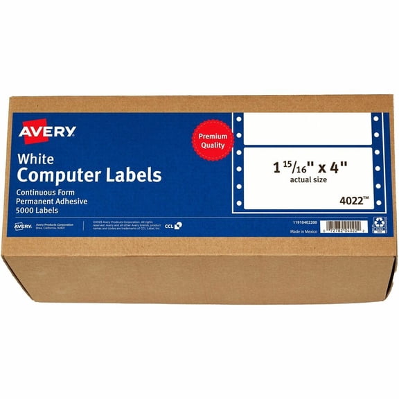 Avery Dot Matrix Labels, 1-15/16" x 4", 5,000ct (4022)