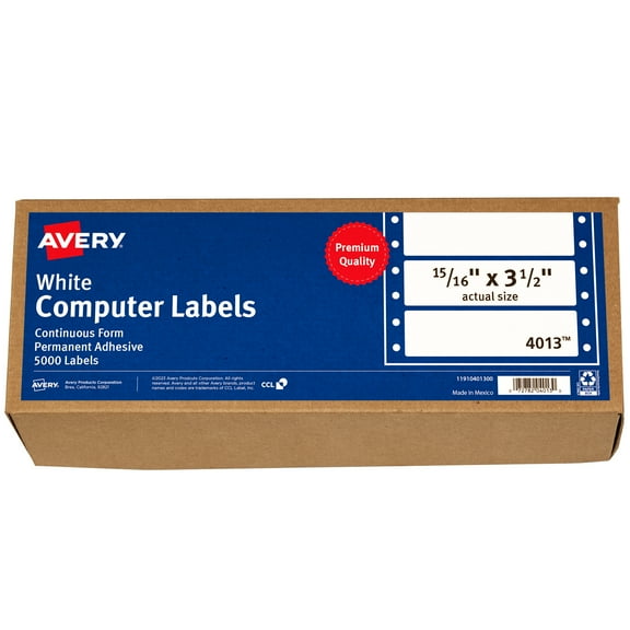 Avery Dot Matrix Printer Address Labels, 5,000 White Labels (4013)