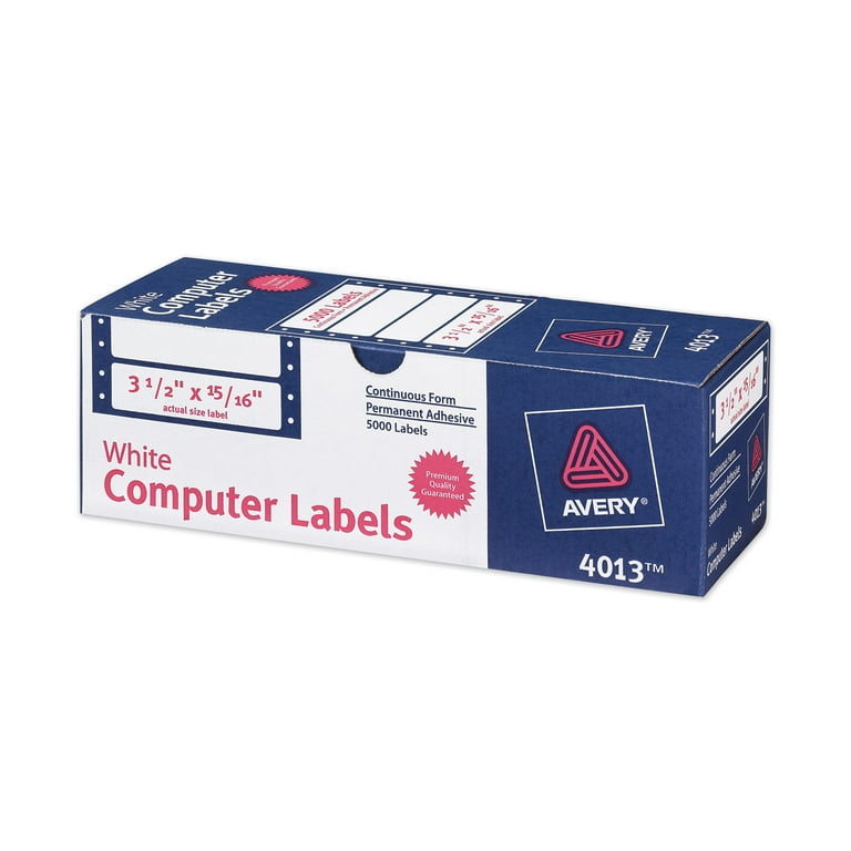 Dot Matrix Printer Mailing Labels, Pin-Fed Printers, 0.94 x 4, White, 5,000/Box Dot Matrix Printer Mailing Labels, Pin-Fed Printers, 0.94 x 4, White, 5,000/Box