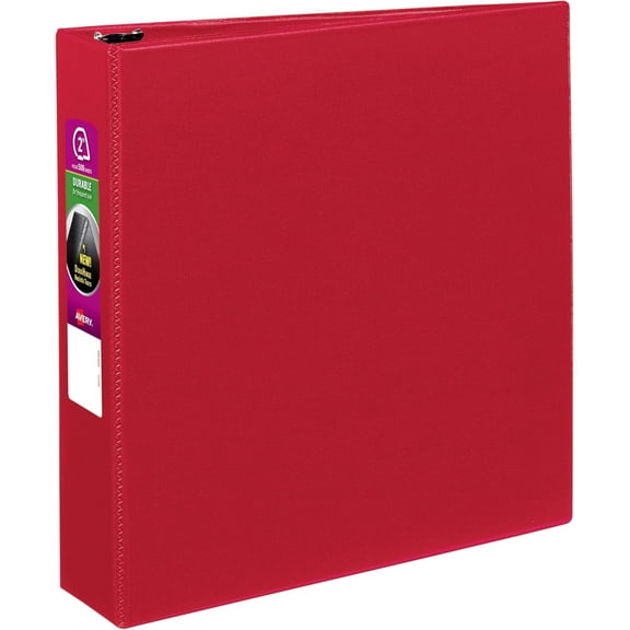Avery Durable 3 Ring Binder, 2" Slant Rings, 1 Red Binder | For Daily School, Home and Office Use, Tear-Resistant Spine, DuraEdge Split-Resistant Sides, Linen-Textured Finish