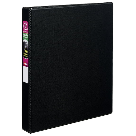 Avery Durable Binder, 1" Slant Rings, 220-Sheet Capacity, DuraHinge, Black (27250)