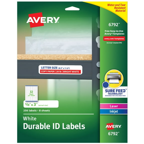Avery Durable Easy Peel ID Labels, 5/8" x 3", 256 Labels (6792)