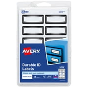 Avery Durable ID Labels, 3/4 x 1-3/4, Film, Permanent, Black Border, Laser/Inkjet, 60 Labels