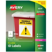 Avery Durable ID Labels, Permanent Adhesive, 8-1/2 x 11, Matte White, 50 Labels 6575