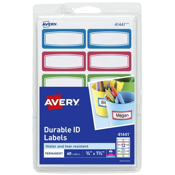 Avery Durable Labels, 3/4" x 1-3/4", Assorted, 60 Total (41441)