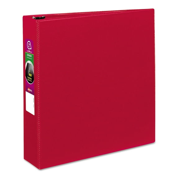 Avery Durable Non-View Binder with Durahinge and Slant Rings, 3 Rings, 2" Capacity, 11" x 8.5", Red
