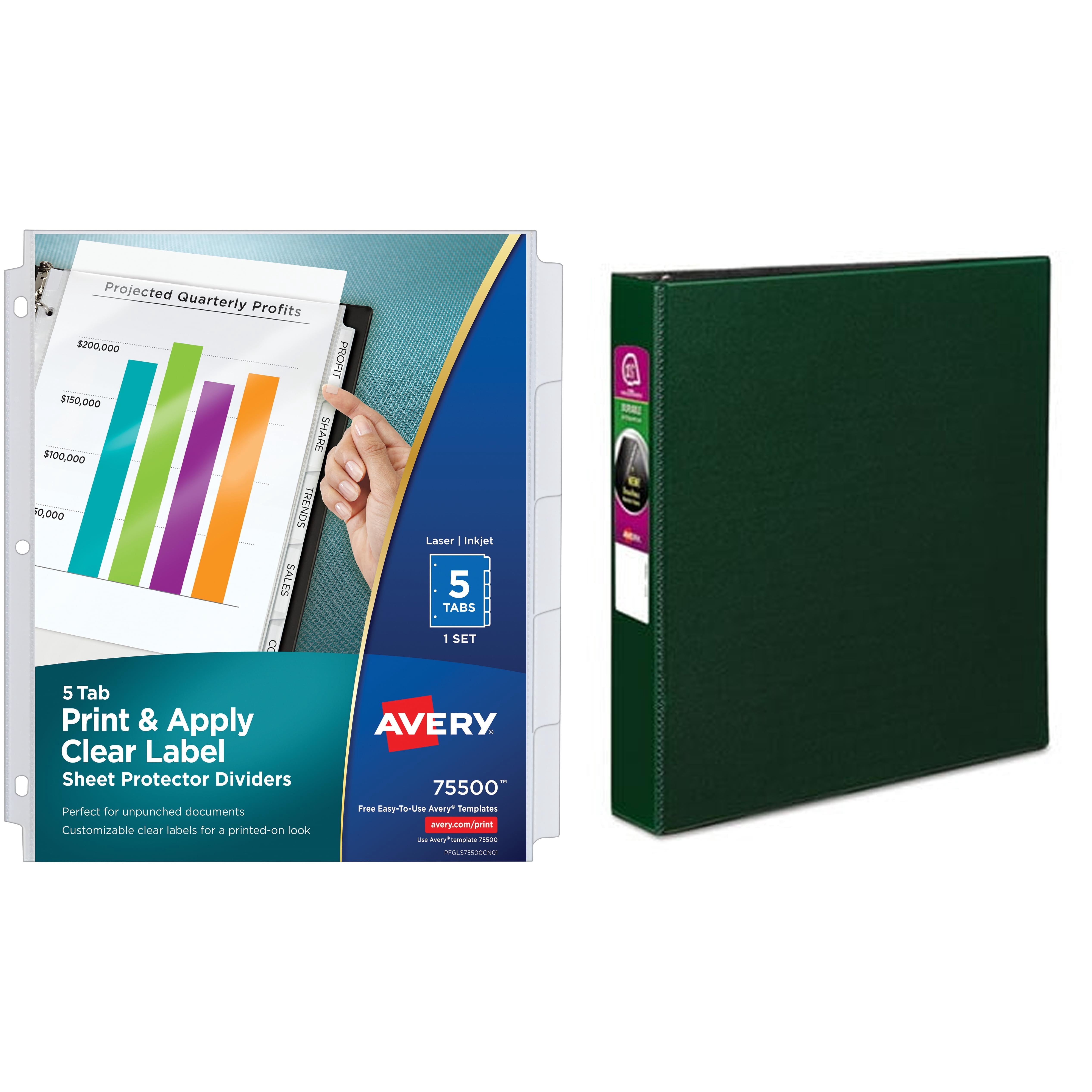 Avery Durable Round-Ring Reference Binders and Avery Index Maker Clear Pocket View Dividers Bundle