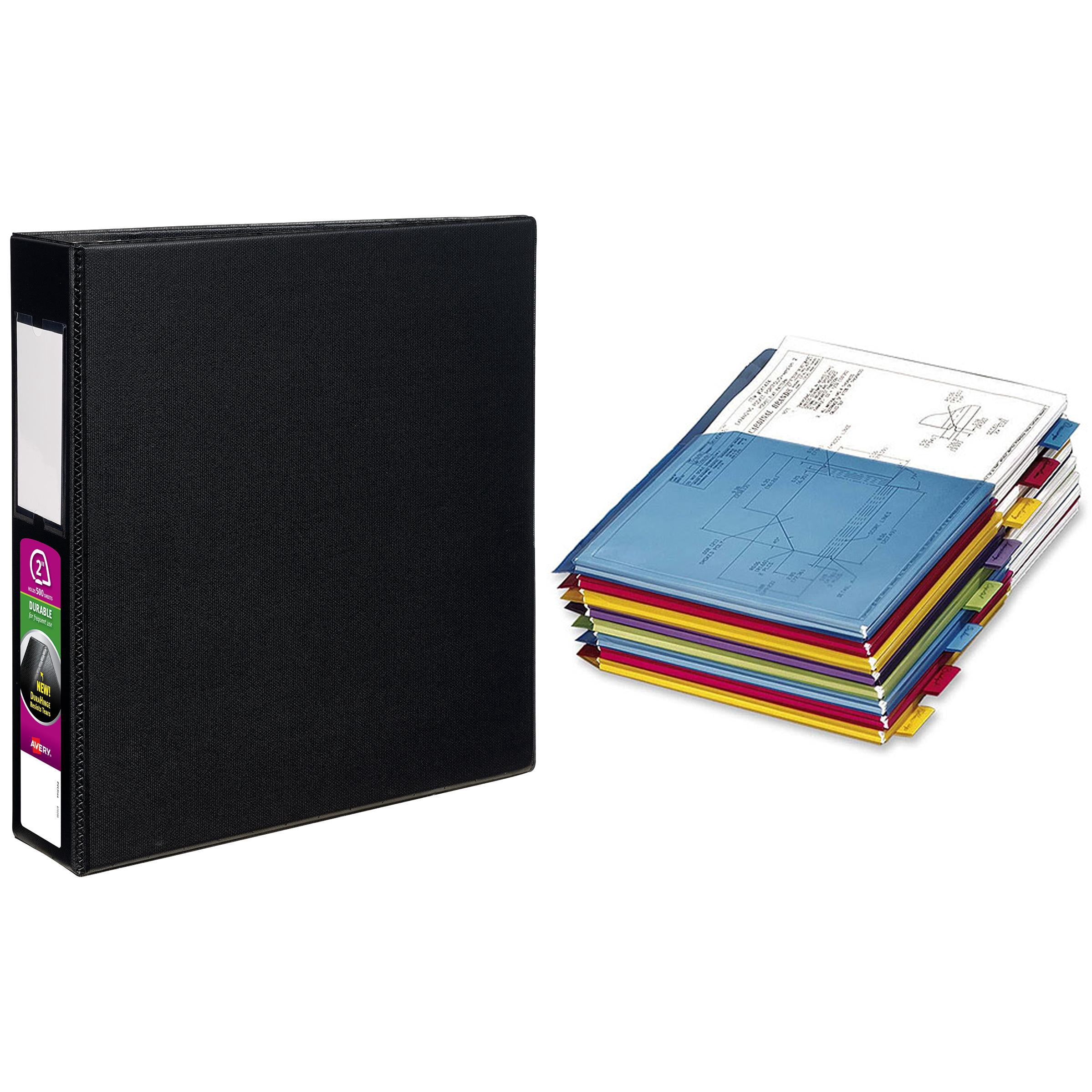 Avery Durable Slant Ring Binders with Label Holders and Cardinal Expanding Pocket Dividers Bundle