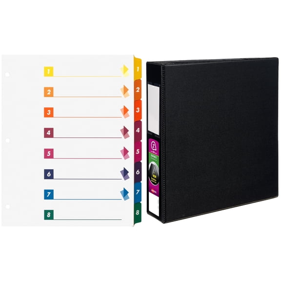 Avery Durable Slant Ring Binders with Label Holders and Sparco Table of Contents Index Dividers Bundle