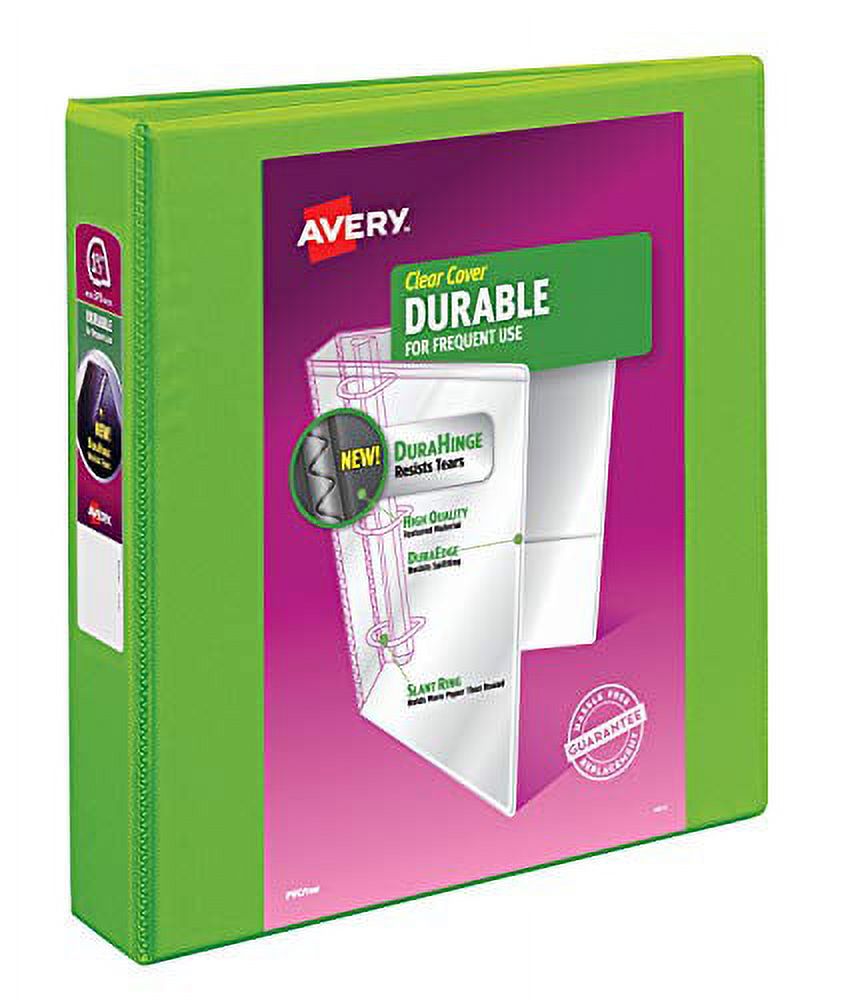Avery Durable View 3 Ring Binder, 11/2 Inch Slant Rings, 1 Green