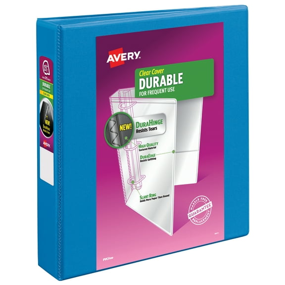 Avery Durable View 3 Ring Binder, 1.5" Slant Rings, 1 Blue Binder