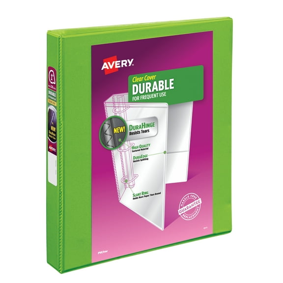 Avery Durable View Binder, 1" Slant Rings, 1 Green Binder (17832)