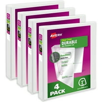 Avery Durable View 3 Ring Binders, 1" Slant Rings, 4 White Binders