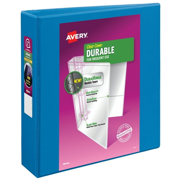 Avery Durable View 3 Ring Binders, 2" Slant Rings, 1 Blue Binder