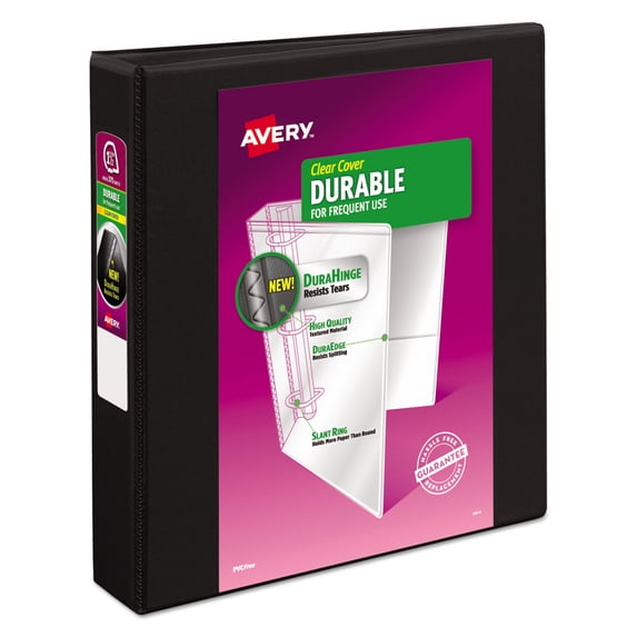 Avery Durable View Binder With Durahinge And Slant Rings, 3 Rings, 1.5" Capacity, 11 X 8.5, Black Ave17021