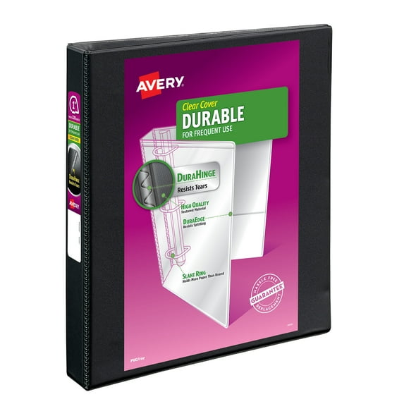 Avery Durable View Binders, 1 inch Rings, 1 Black Binder (09300)