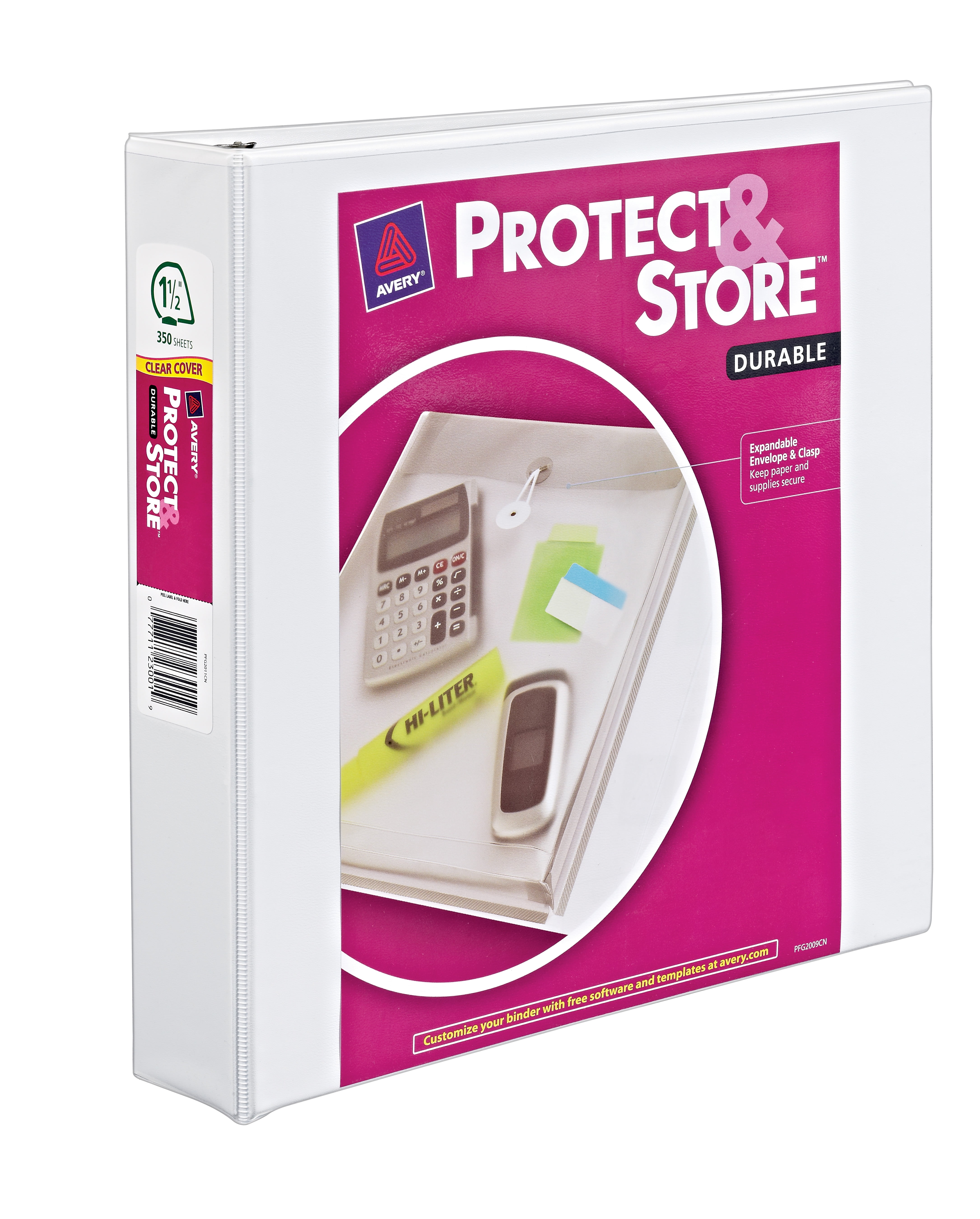 Avery Durable View Protect & Store Binder, 11/2" Slant Rings, 375