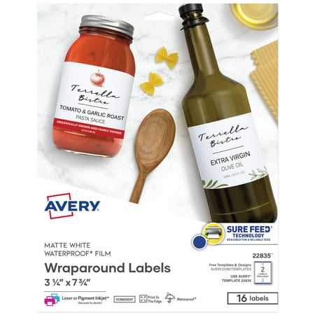 Avery Durable Waterproof Labels, 3.25" x 7.75", 16 Total