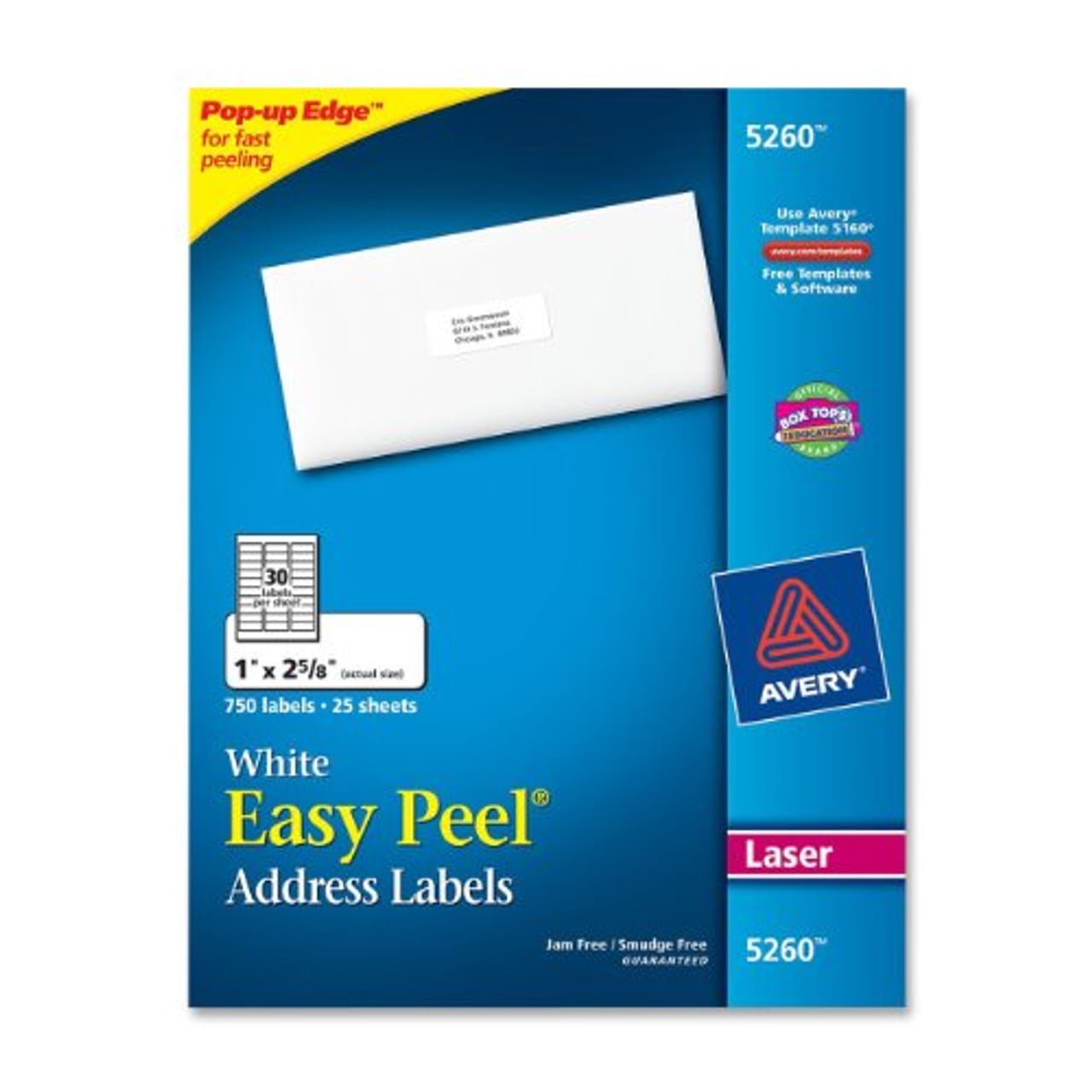 Avery Easy Peel Address Labels 1" Width X 2.62" Length 750 / Pack