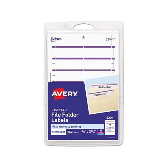 Printable 4" x 6" - Permanent File Folder Labels 0.69 x 3.44, White, 7/Sheet, 36 Sheets/Pack, 5204