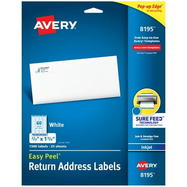Avery Easy Peel Return Address Labels, 2/3"x1-3/4" 1,500 Labels (8195)