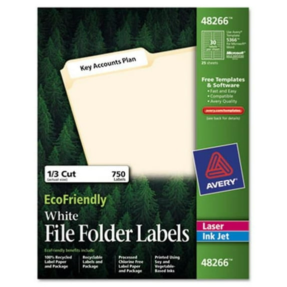 Avery EcoFriendly Labels- White- 750/Pack - 2/3 x 3 7/16