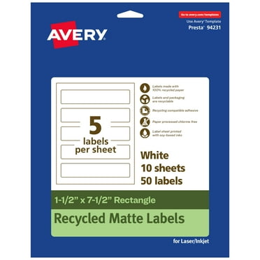 Avery EcoFriendly Rectangle Labels, 1-1/2" x 7-1/2", 50ct