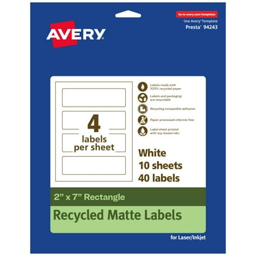 Avery EcoFriendly Rectangle Labels, 2" x 7", 40ct