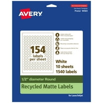 Avery EcoFriendly Round Labels, 1/2" Diameter, 1,540ct