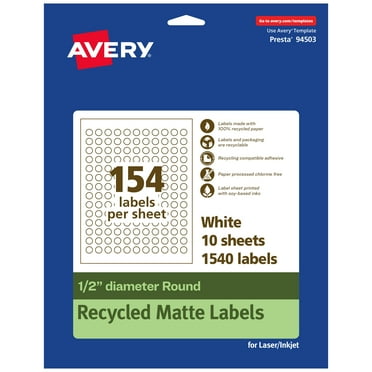 Avery EcoFriendly Round Labels, 1/2" Diameter, 1,540ct