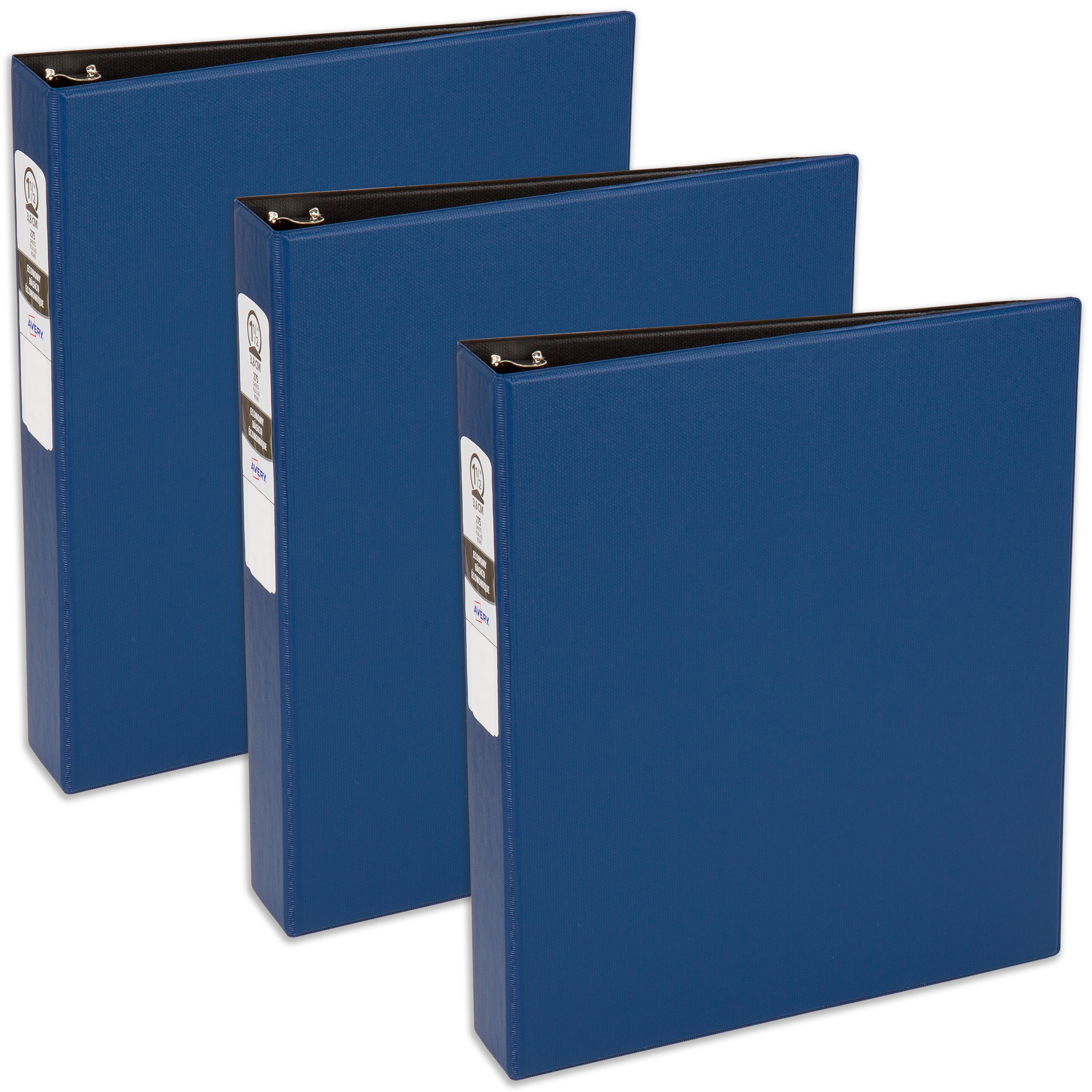 Avery Economy 3 Ring Binder, 1-1/2 inch Round Rings, 3 Blue Binders (03400)