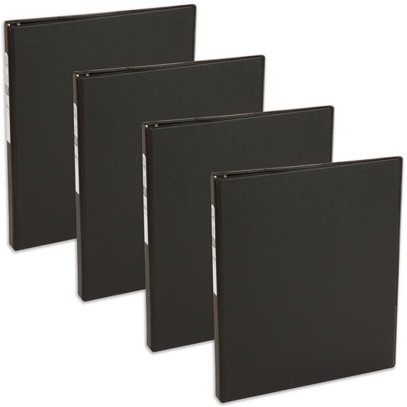 Avery Economy 3 Ring Binder, 1/2 inch Round Rings, 4 Black Binders (03201)