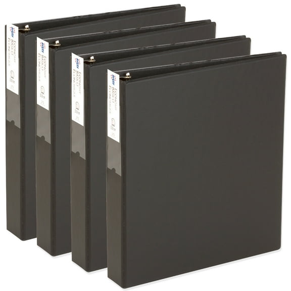 Avery Economy 3 Ring Binders, 1.5" Round Rings, Black, 4 Pk (01689)